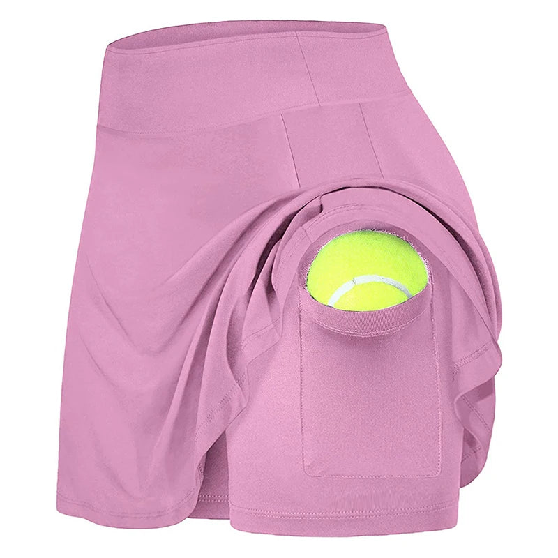 Women's Tennis Skirt with Pockets - High-Waisted Athletic Skirt for Golf & Running