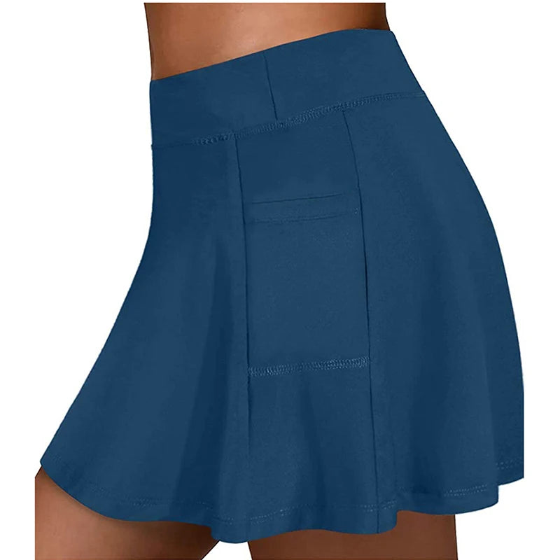 Women's Tennis Skirt with Pockets - High-Waisted Athletic Skirt for Golf & Running