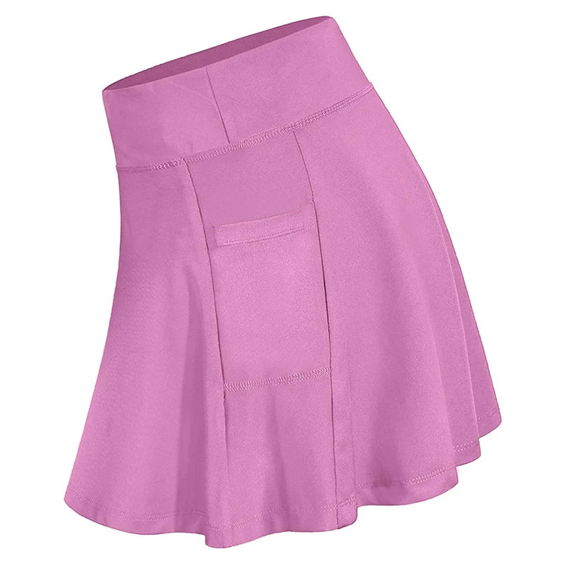 Women's Tennis Skirt with Pockets - High-Waisted Athletic Skirt for Golf & Running