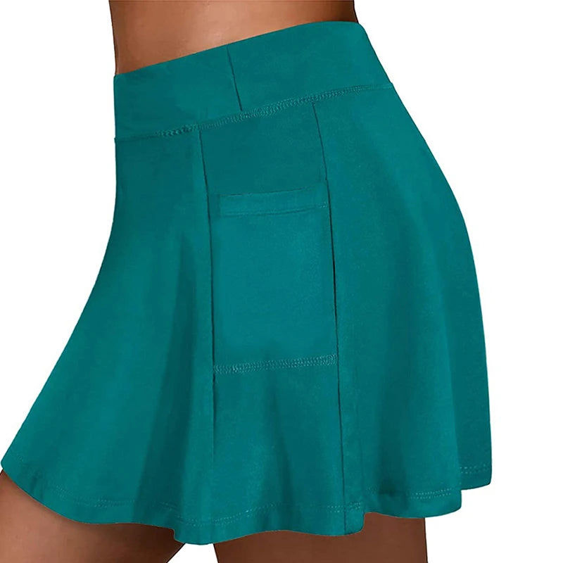 Women's Tennis Skirt with Pockets - High-Waisted Athletic Skirt for Golf & Running