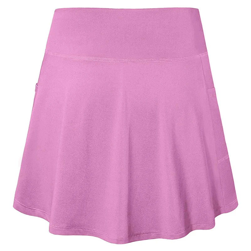 Women's Tennis Skirt with Pockets - High-Waisted Athletic Skirt for Golf & Running