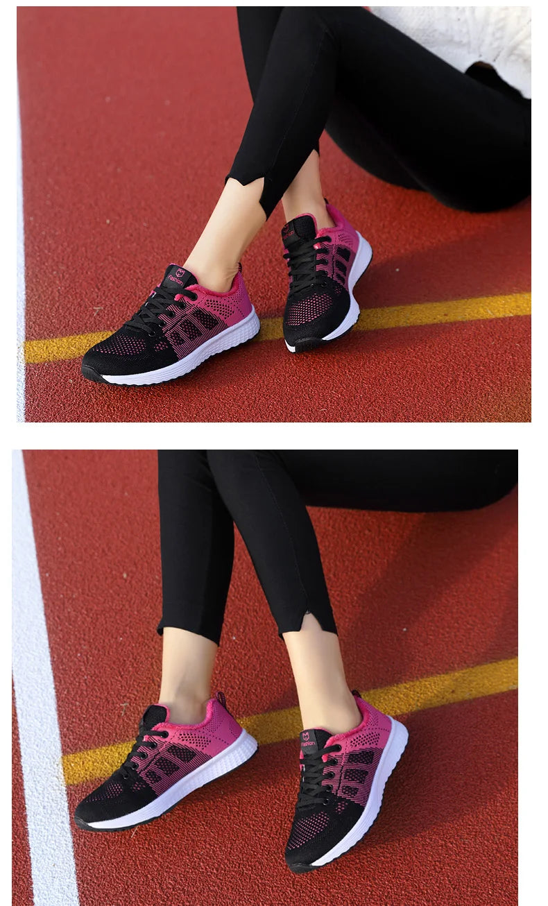 Women's Athletic Running Shoes - Breathable Mesh Platform Sneakers