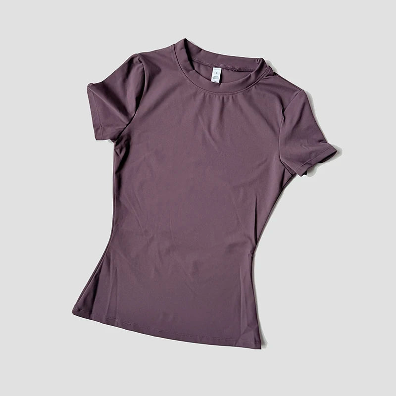 Women's Seamless Yoga Top - Short Sleeve Performance Fitness Shirt