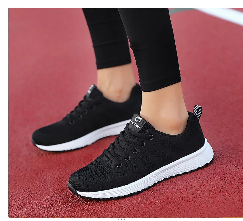 Women's Athletic Running Shoes - Breathable Mesh Platform Sneakers