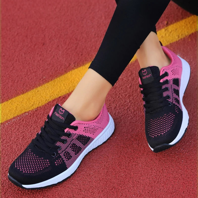 Women's Athletic Running Shoes - Breathable Mesh Platform Sneakers