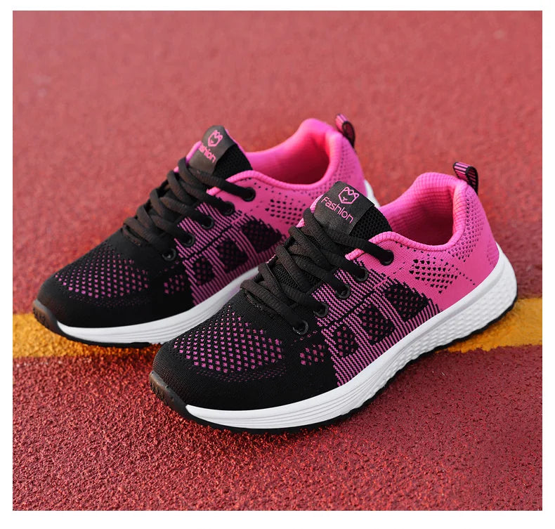 Women's Athletic Running Shoes - Breathable Mesh Platform Sneakers
