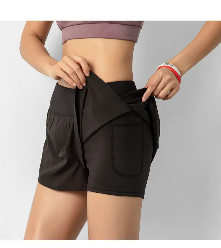 Women's Double-Layer Running Shorts - Athletic Training Shorts for Gym & Yoga