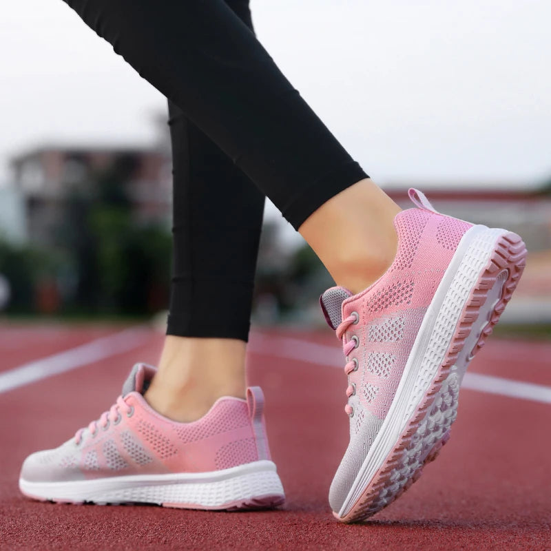 Women's Athletic Running Shoes - Breathable Mesh Platform Sneakers