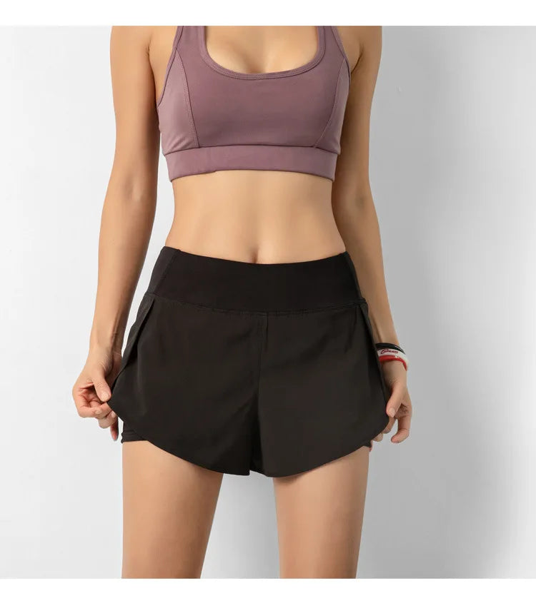 Women's Double-Layer Running Shorts - Athletic Training Shorts for Gym & Yoga
