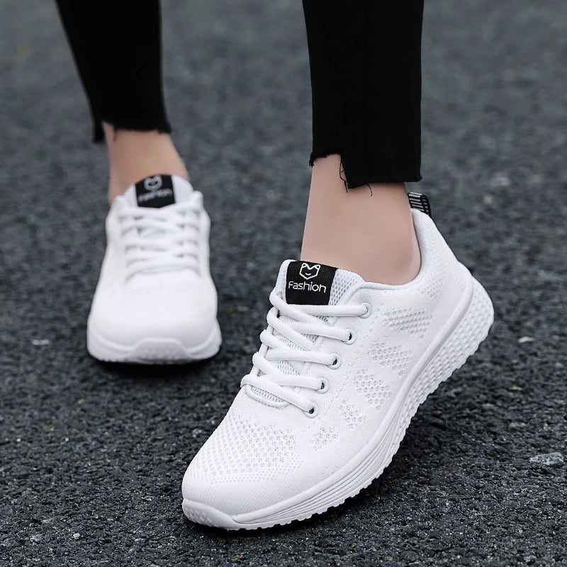 Women's Athletic Running Shoes - Breathable Mesh Platform Sneakers