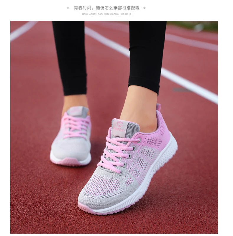 Women's Athletic Running Shoes - Breathable Mesh Platform Sneakers