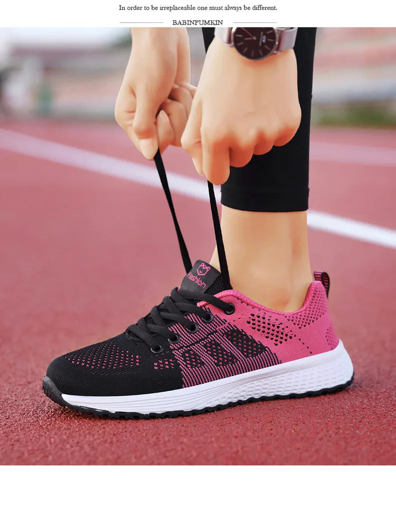 Women's Athletic Running Shoes - Breathable Mesh Platform Sneakers
