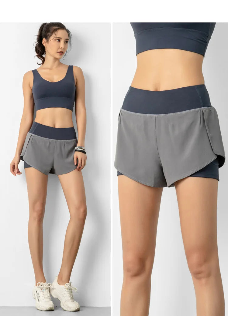 Women's Double-Layer Running Shorts - Athletic Training Shorts for Gym & Yoga