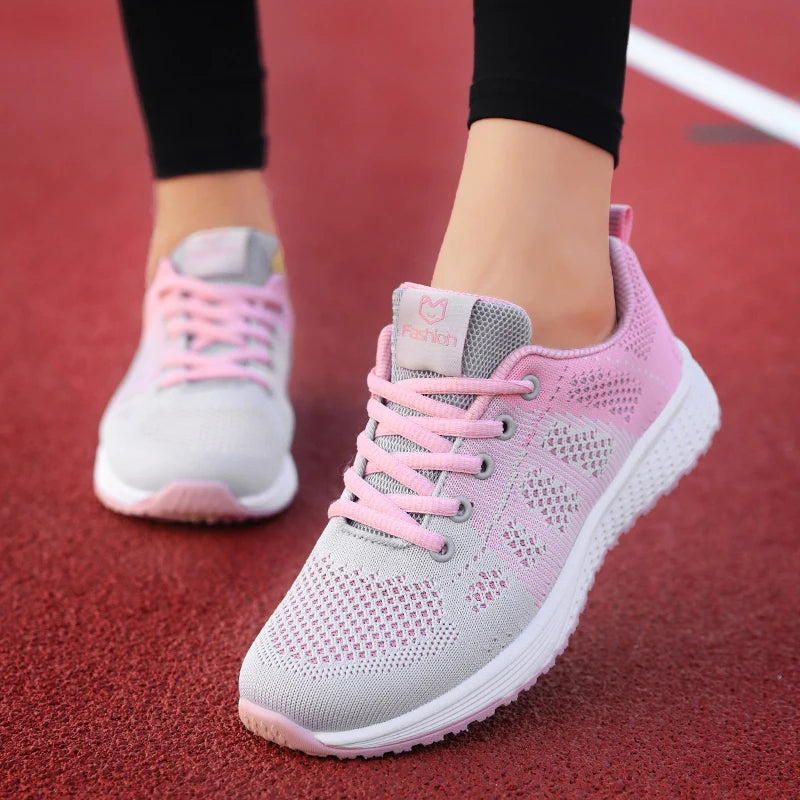 Women's Athletic Running Shoes - Breathable Mesh Platform Sneakers