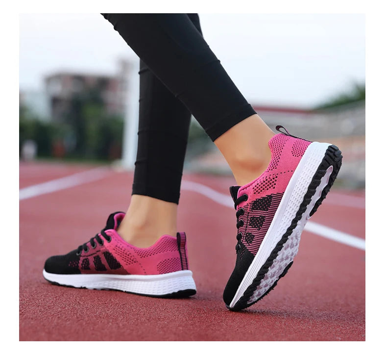 Women's Athletic Running Shoes - Breathable Mesh Platform Sneakers
