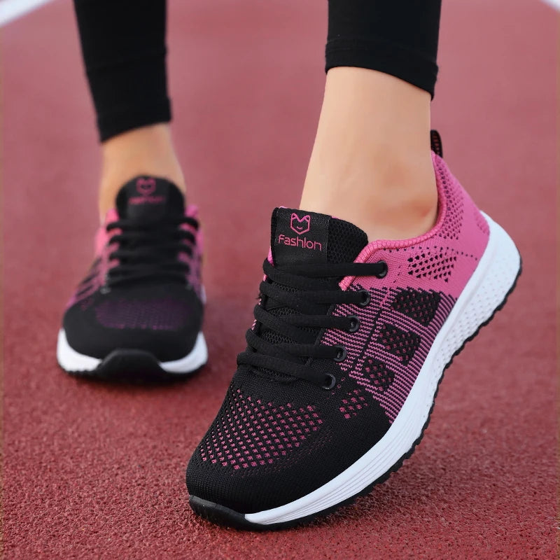 Women's Athletic Running Shoes - Breathable Mesh Platform Sneakers