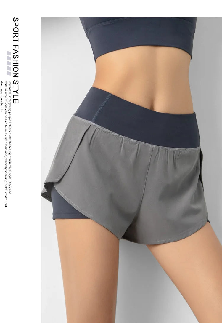 Women's Double-Layer Running Shorts - Athletic Training Shorts for Gym & Yoga