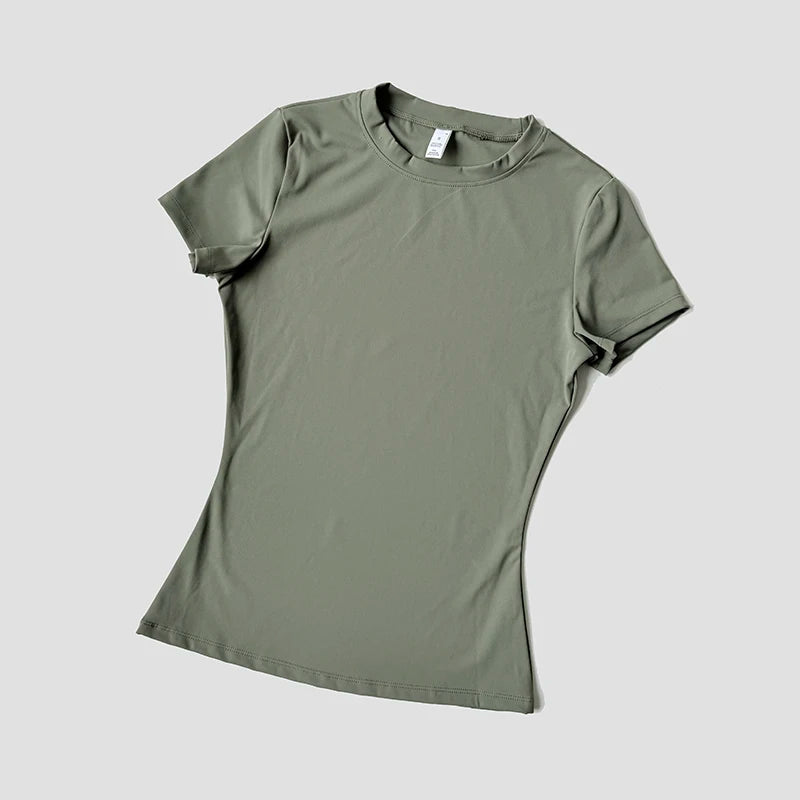 Women's Seamless Yoga Top - Short Sleeve Performance Fitness Shirt