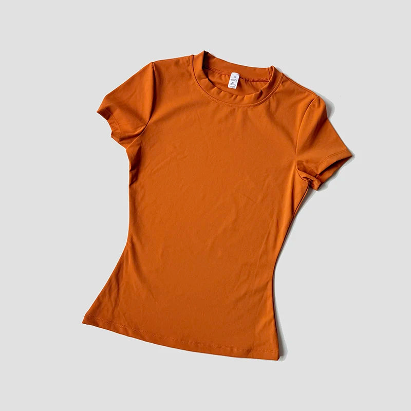 Women's Seamless Yoga Top - Short Sleeve Performance Fitness Shirt