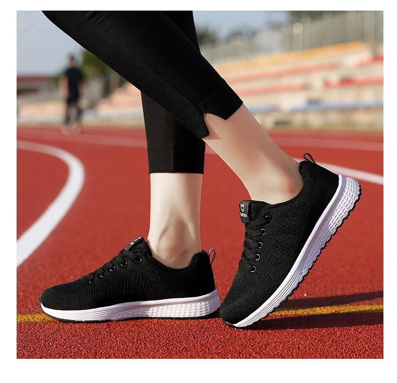 Women's Athletic Running Shoes - Breathable Mesh Platform Sneakers