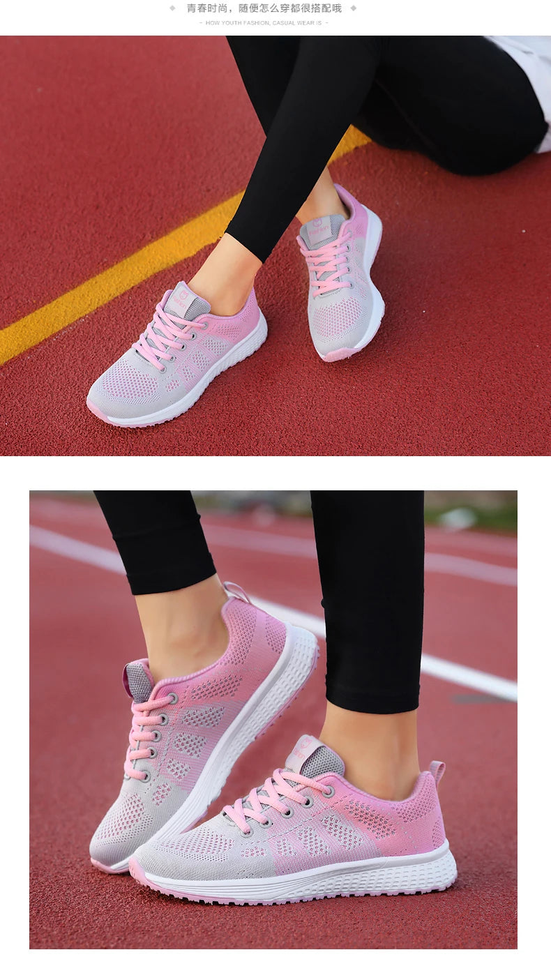 Women's Athletic Running Shoes - Breathable Mesh Platform Sneakers