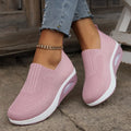 Women's Slip-On Platform Sneakers - Knit Wedge Walking Shoes for Casual Wear