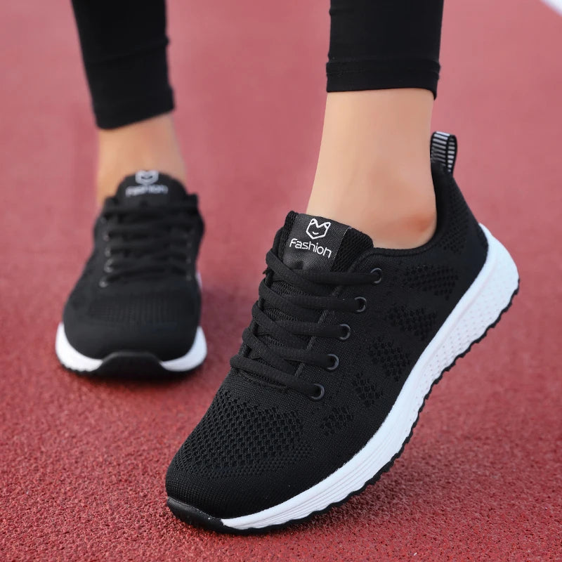 Women's Athletic Running Shoes - Breathable Mesh Platform Sneakers