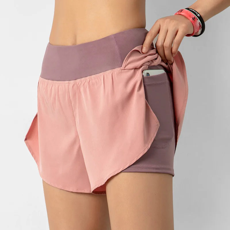 Women's Double-Layer Running Shorts - Athletic Training Shorts for Gym & Yoga