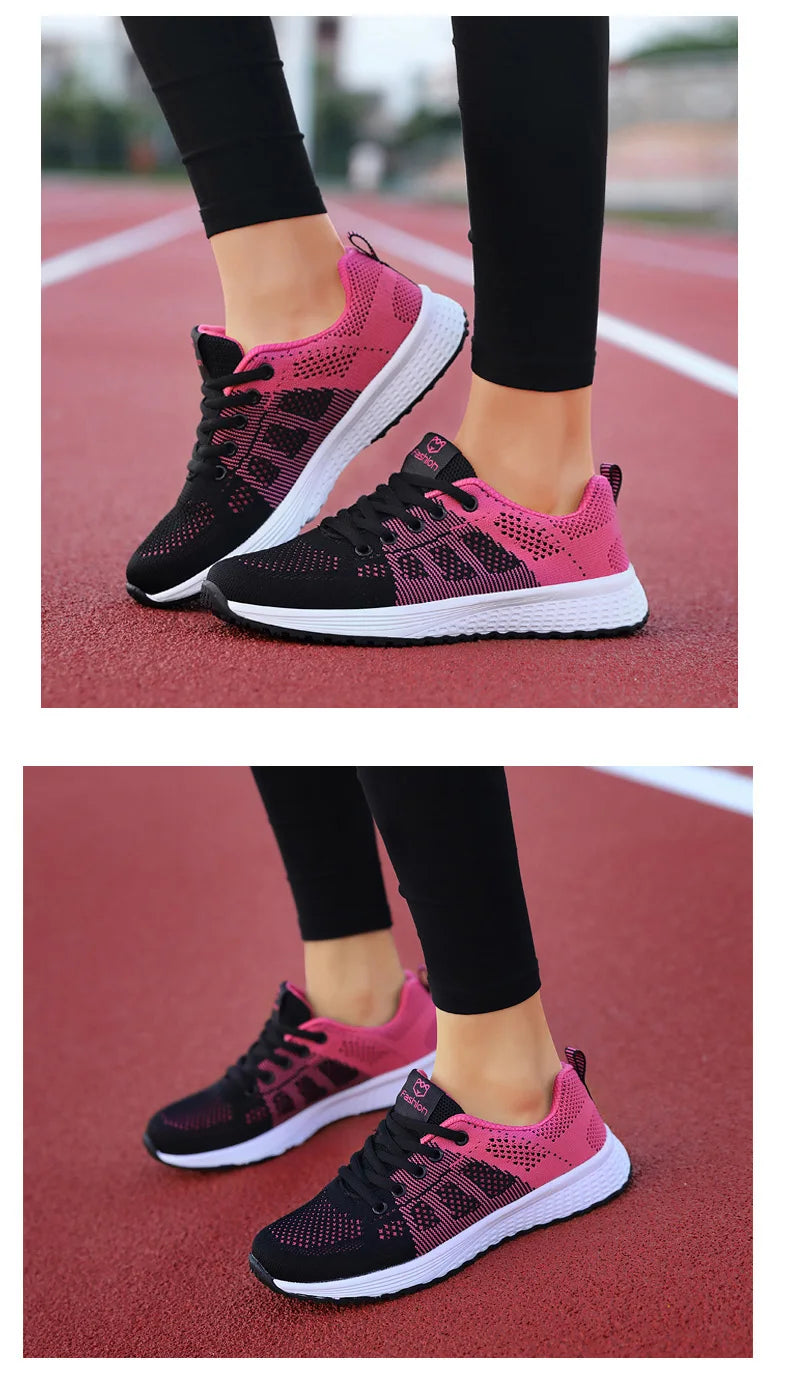 Women's Athletic Running Shoes - Breathable Mesh Platform Sneakers
