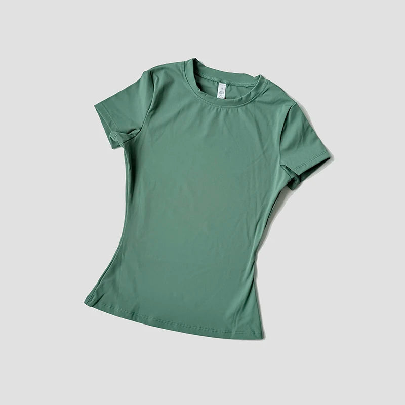 Women's Seamless Yoga Top - Short Sleeve Performance Fitness Shirt