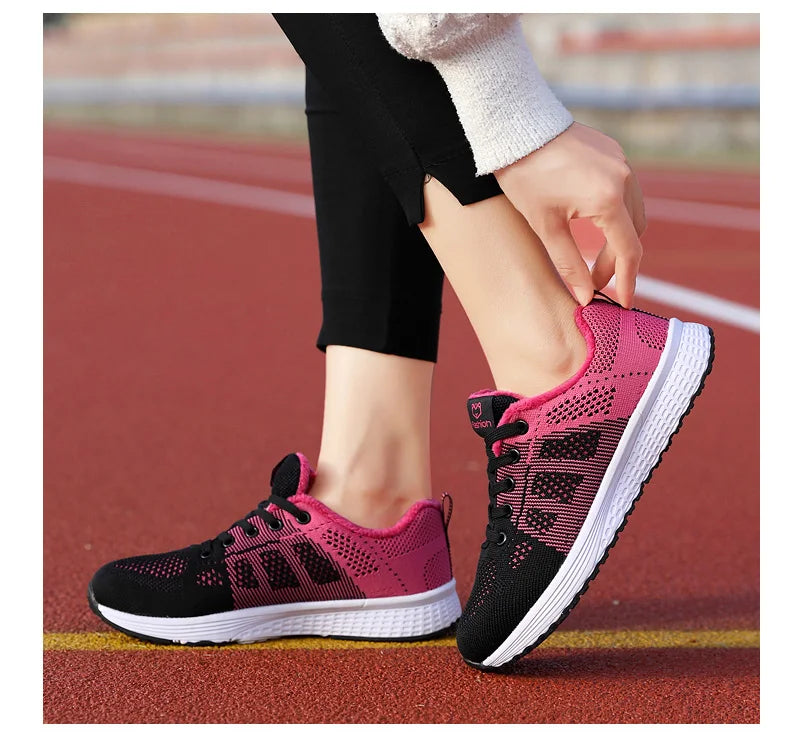 Women's Athletic Running Shoes - Breathable Mesh Platform Sneakers
