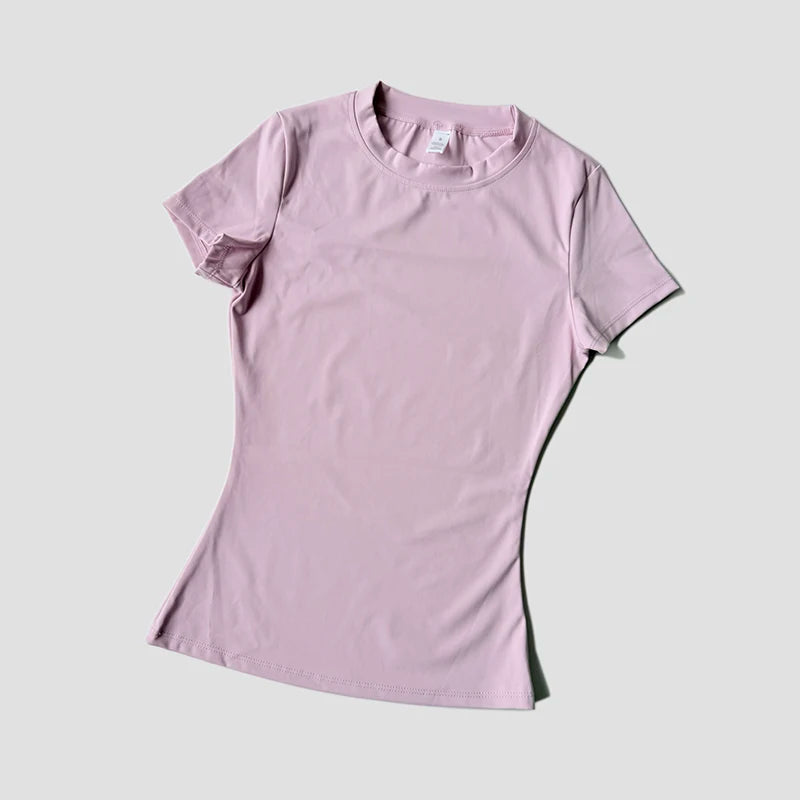 Women's Seamless Yoga Top - Short Sleeve Performance Fitness Shirt