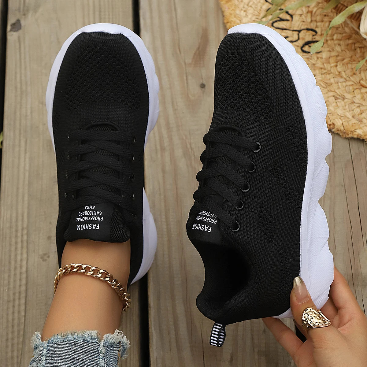 Women's Athletic Running Shoes - Breathable Mesh Platform Sneakers