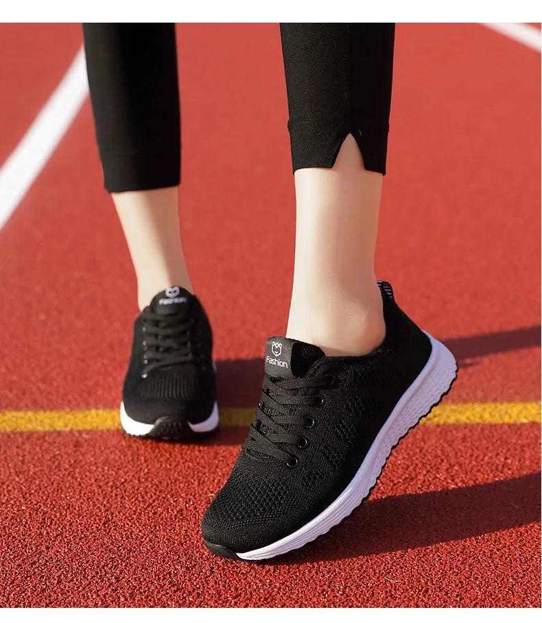 Women's Athletic Running Shoes - Breathable Mesh Platform Sneakers