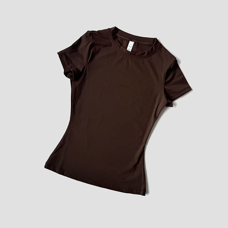Women's Seamless Yoga Top - Short Sleeve Performance Fitness Shirt
