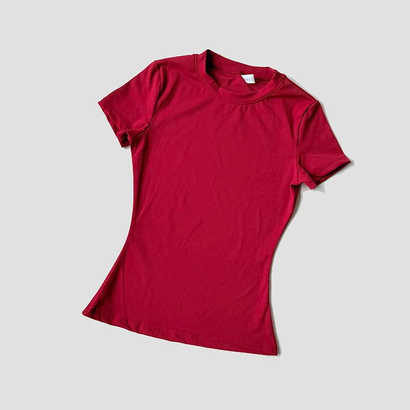 Women's Seamless Yoga Top - Short Sleeve Performance Fitness Shirt