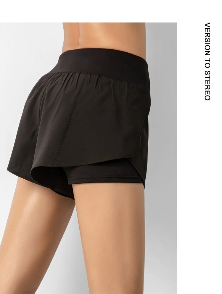 Women's Double-Layer Running Shorts - Athletic Training Shorts for Gym & Yoga