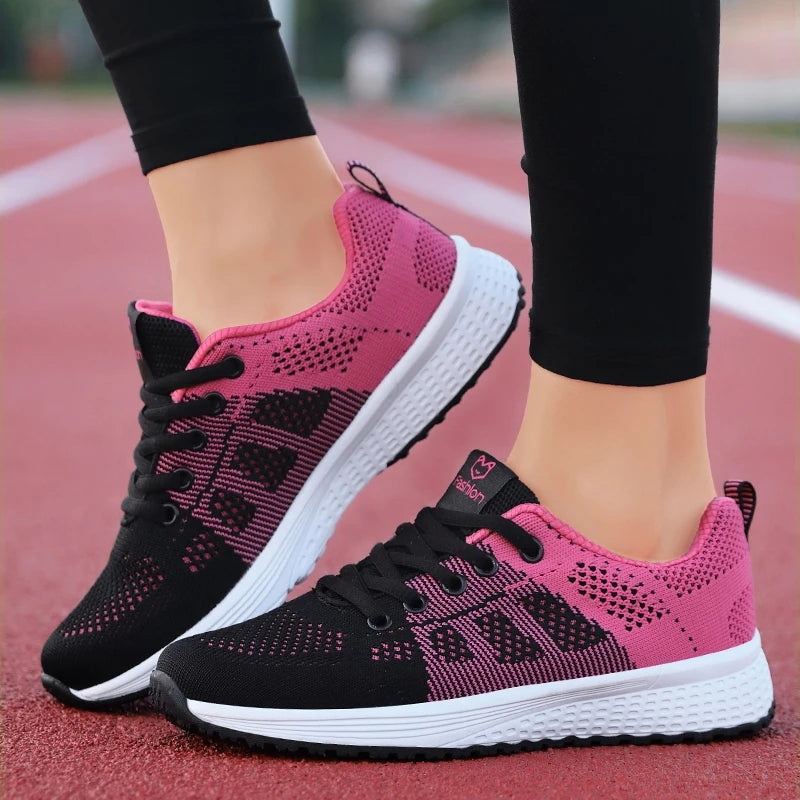 Women's Athletic Running Shoes - Breathable Mesh Platform Sneakers