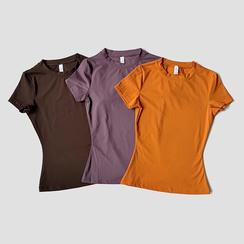 Women's Seamless Yoga Top - Short Sleeve Performance Fitness Shirt