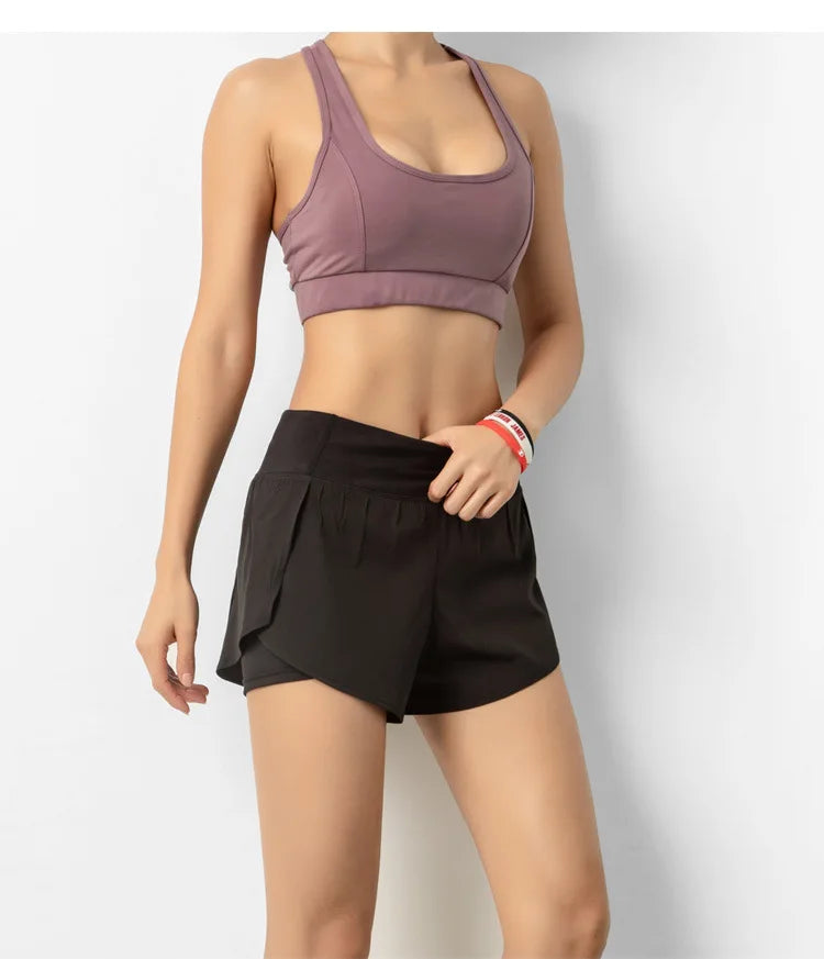 Women's Double-Layer Running Shorts - Athletic Training Shorts for Gym & Yoga
