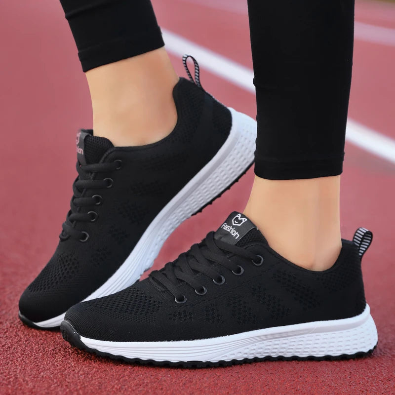Women's Athletic Running Shoes - Breathable Mesh Platform Sneakers