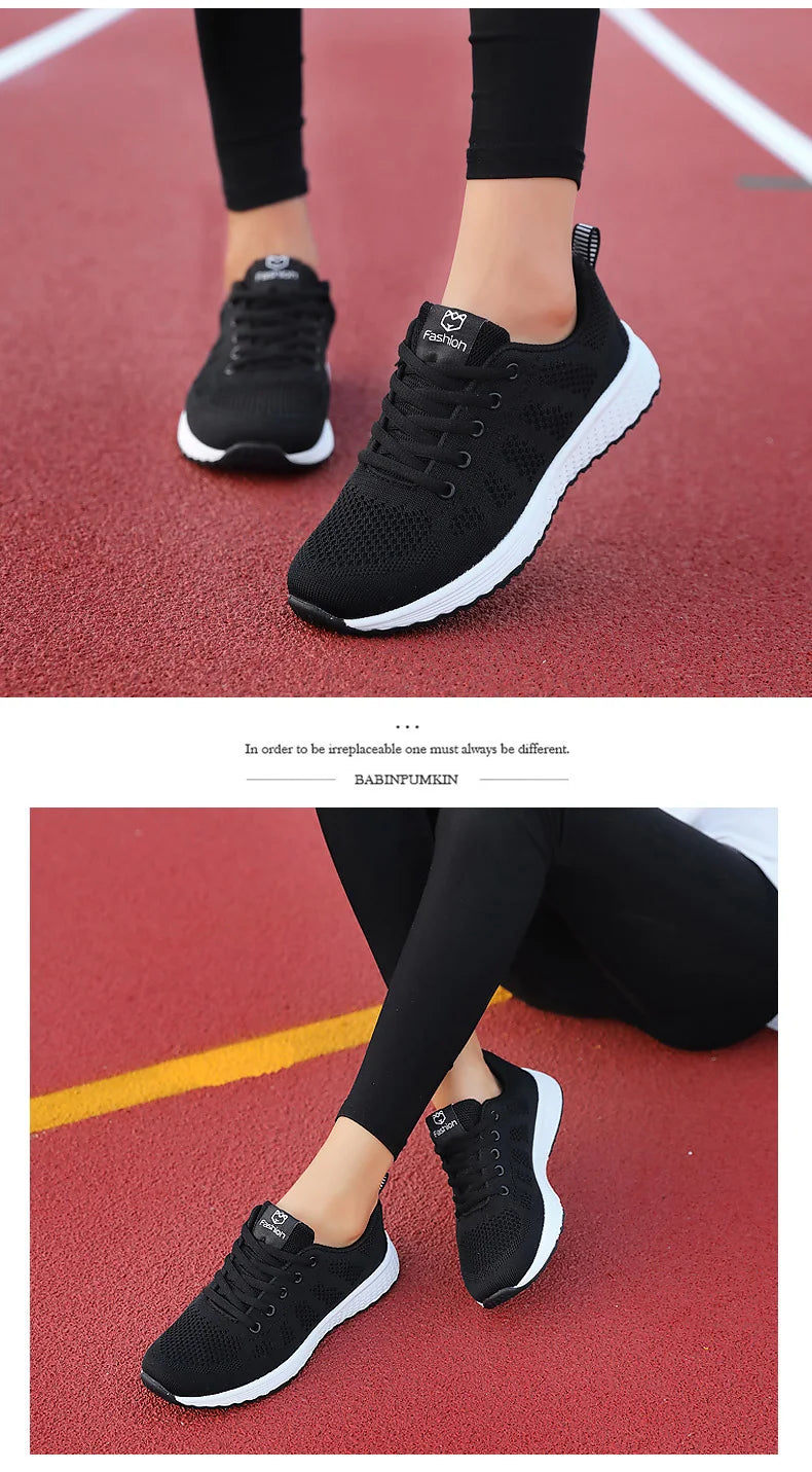 Women's Athletic Running Shoes - Breathable Mesh Platform Sneakers