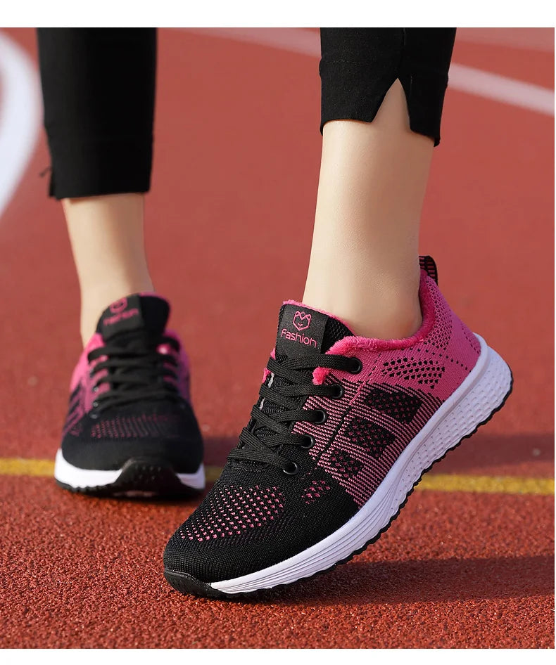 Women's Athletic Running Shoes - Breathable Mesh Platform Sneakers