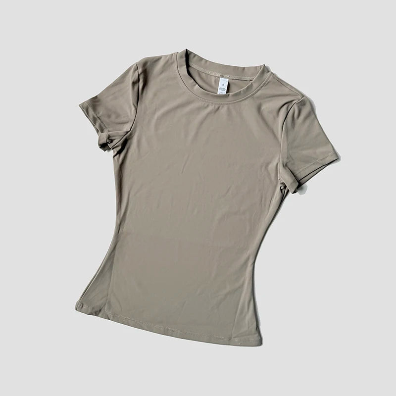 Women's Seamless Yoga Top - Short Sleeve Performance Fitness Shirt
