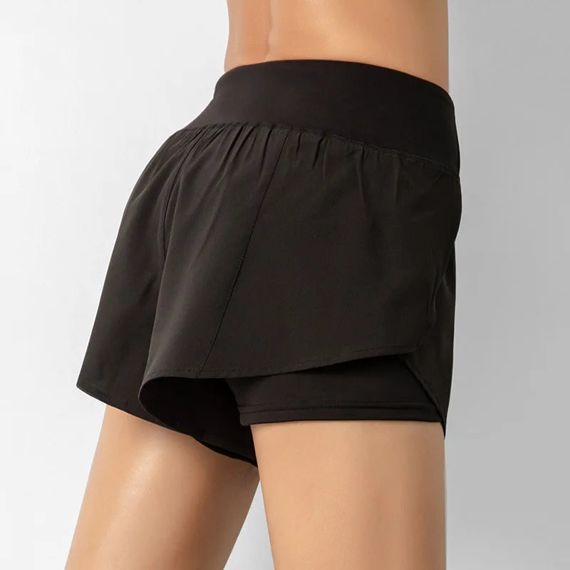 Women's Double-Layer Running Shorts - Athletic Training Shorts for Gym & Yoga