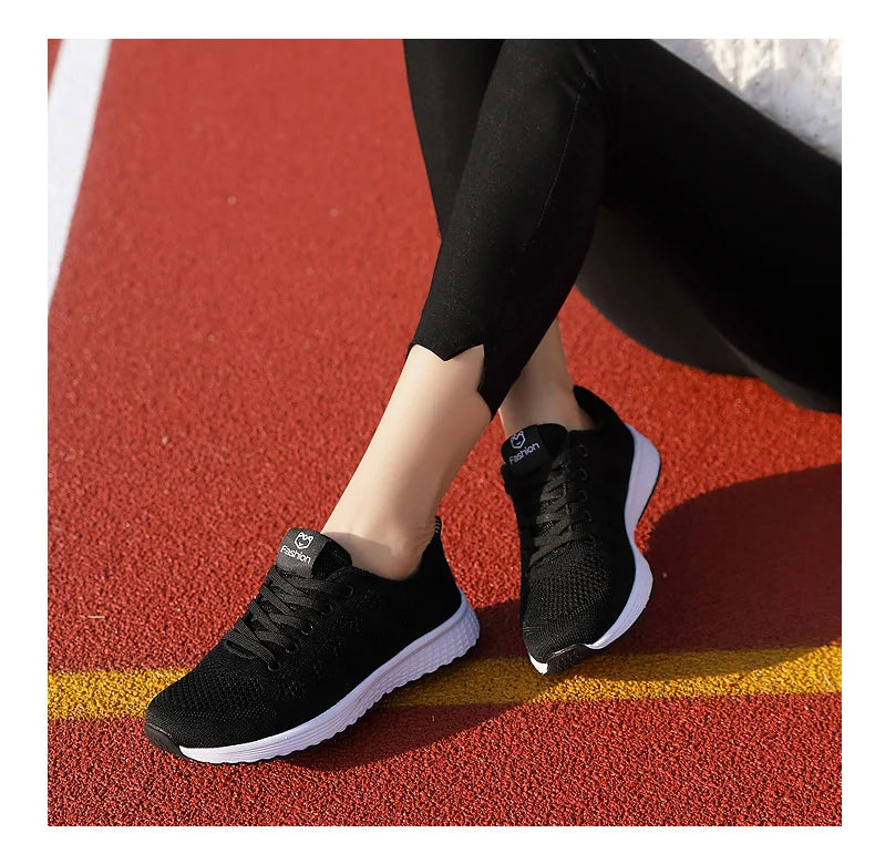 Women's Athletic Running Shoes - Breathable Mesh Platform Sneakers