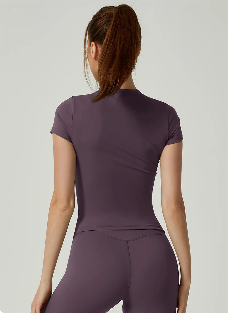 Women's Seamless Yoga Top - Short Sleeve Performance Fitness Shirt