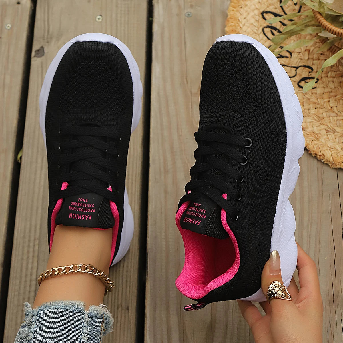 Women's Athletic Running Shoes - Breathable Mesh Platform Sneakers